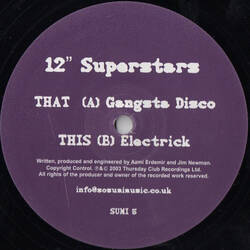The music release of 12" Superstars, Gangsta Disco / Electrick