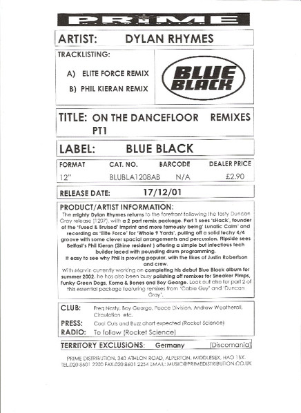 The music release of Dylan Rhymes, On The Dancefloor Remixes PT1