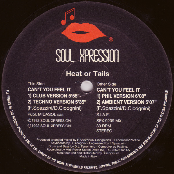 The music release of Heat Or Tails, Can't You Feel It